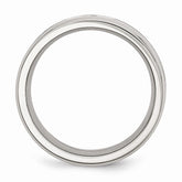 Stainless Steel Wedding Band with CZ Polished Camo Comfort Fit